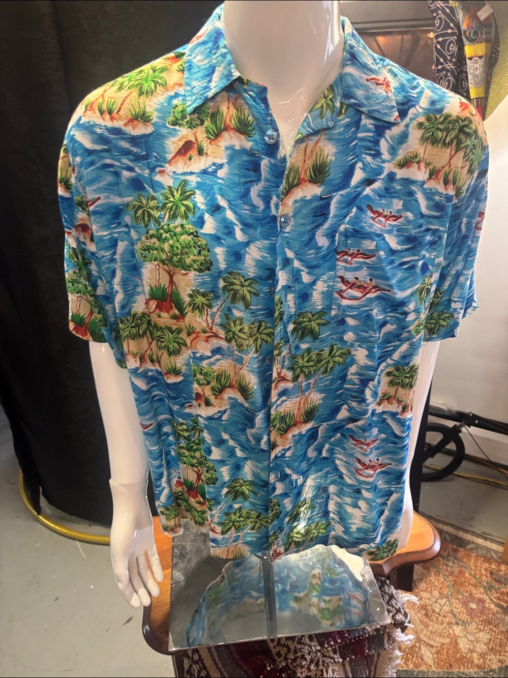 Men’s Blue Hawaiian  Button-Down Shirt